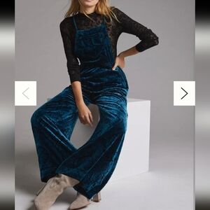 Anthropologie Wide-leg Velvet Overalls - Blue/Black
